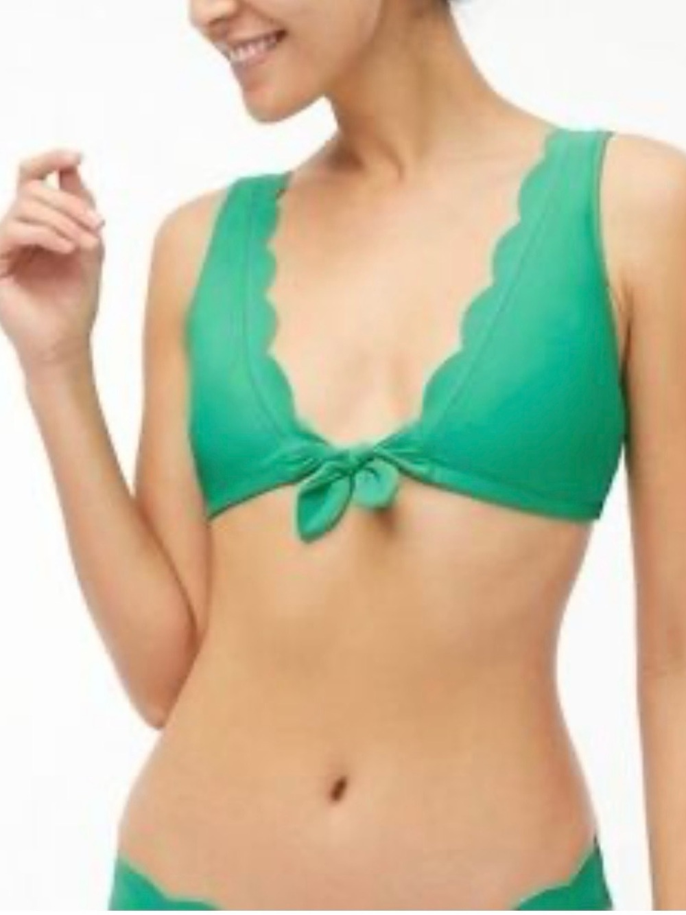 J. Crew Scalloped Tie Front Bikini Top